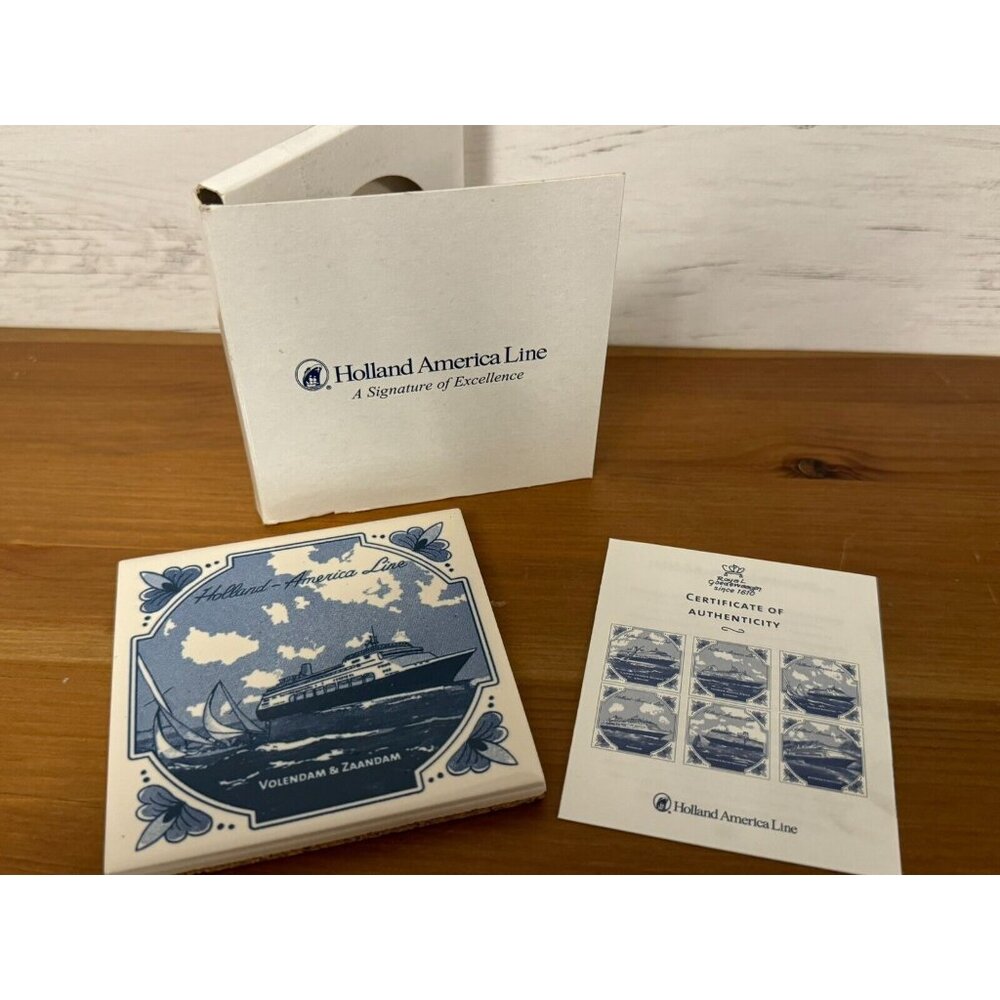 Holland America Cruise Line Delft Blue Volendam-Zaandam 4"X4" coaster NEW NIP
